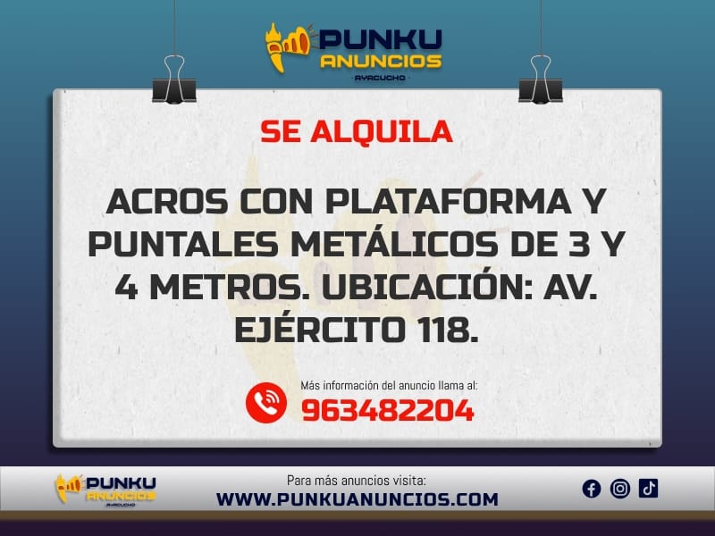 Alquiler de Acros y Puntales Metálicos