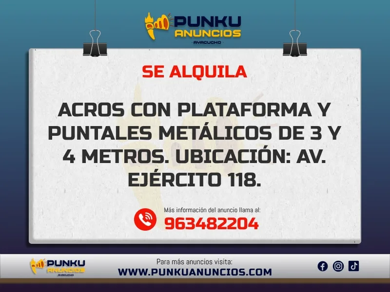 Alquiler de Acros y Puntales Metálicos